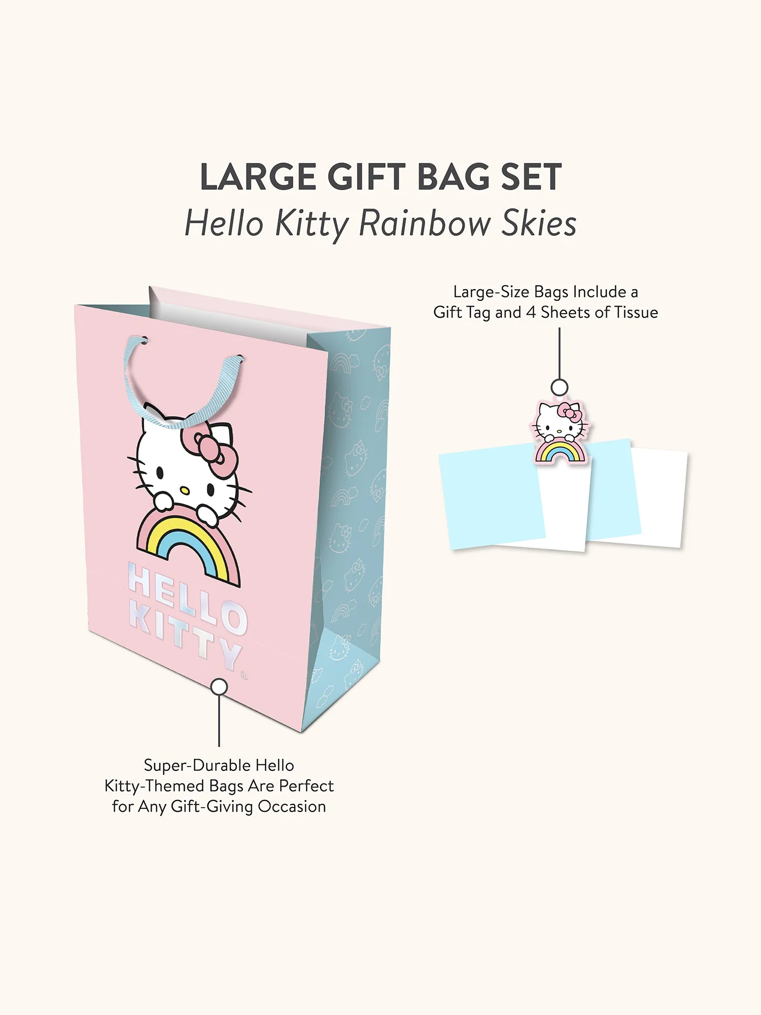 Hello Kitty x Studio Oh! Rainbow Skies Gift Bag Set (Large) - Image 3