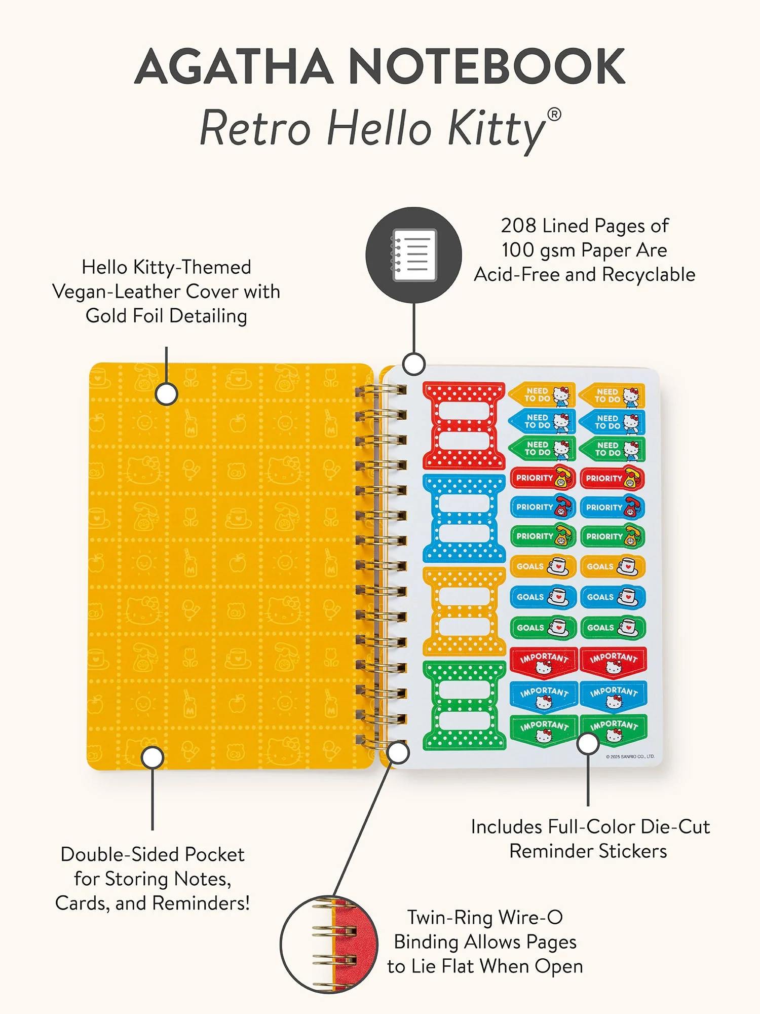 Hello Kitty x Studio Oh! Retro Red Agatha Notebook - Image 6