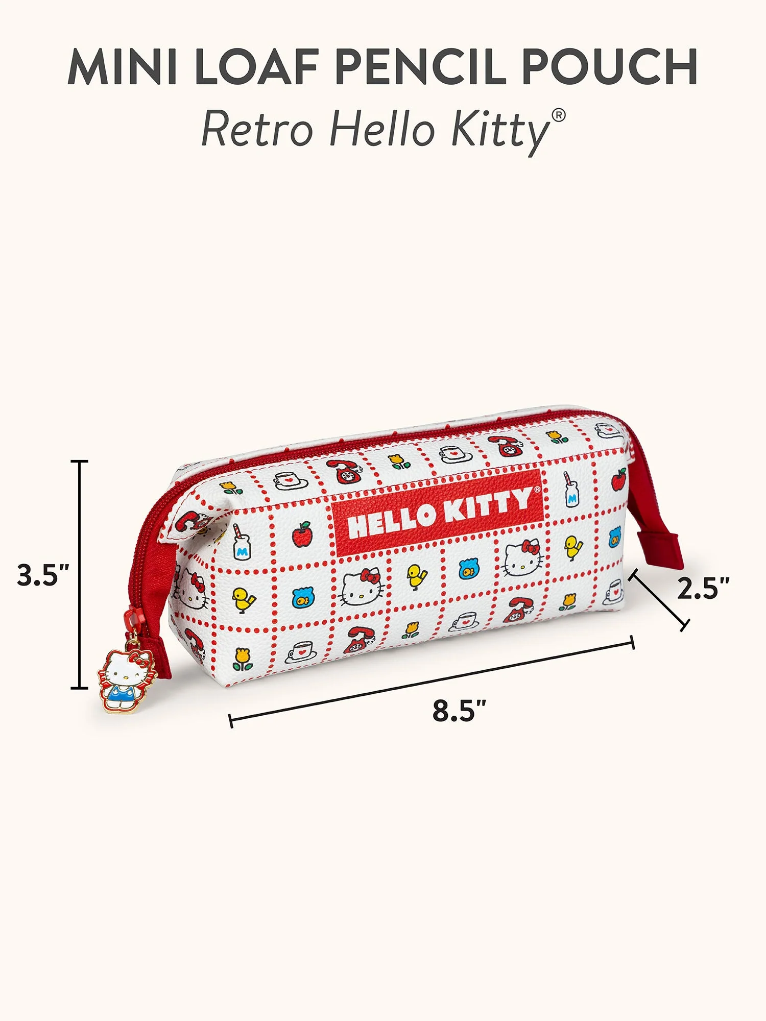Hello Kitty x Studio Oh! Retro Red Mini Loaf Pencil Pouch - Image 6