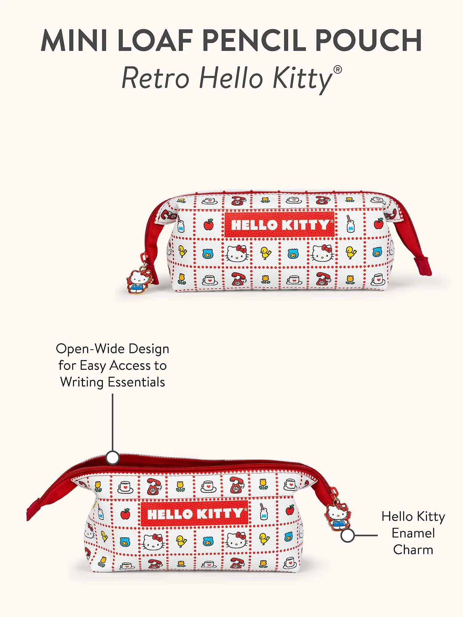 Hello Kitty x Studio Oh! Retro Red Mini Loaf Pencil Pouch - Image 7