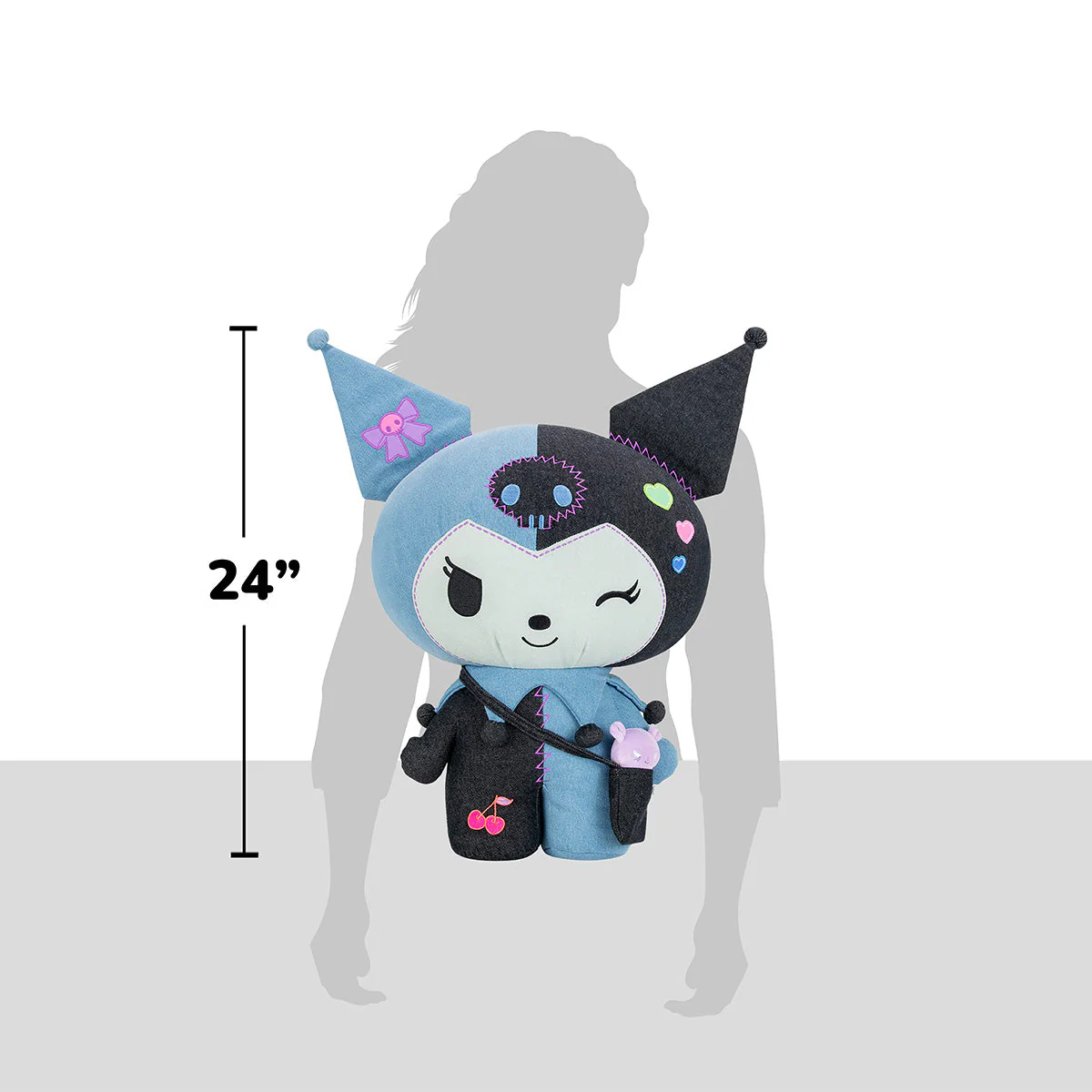 Kuromi 24" Ultra-Premier Denim Patchwork Plush (Limited Edition) - Image 6