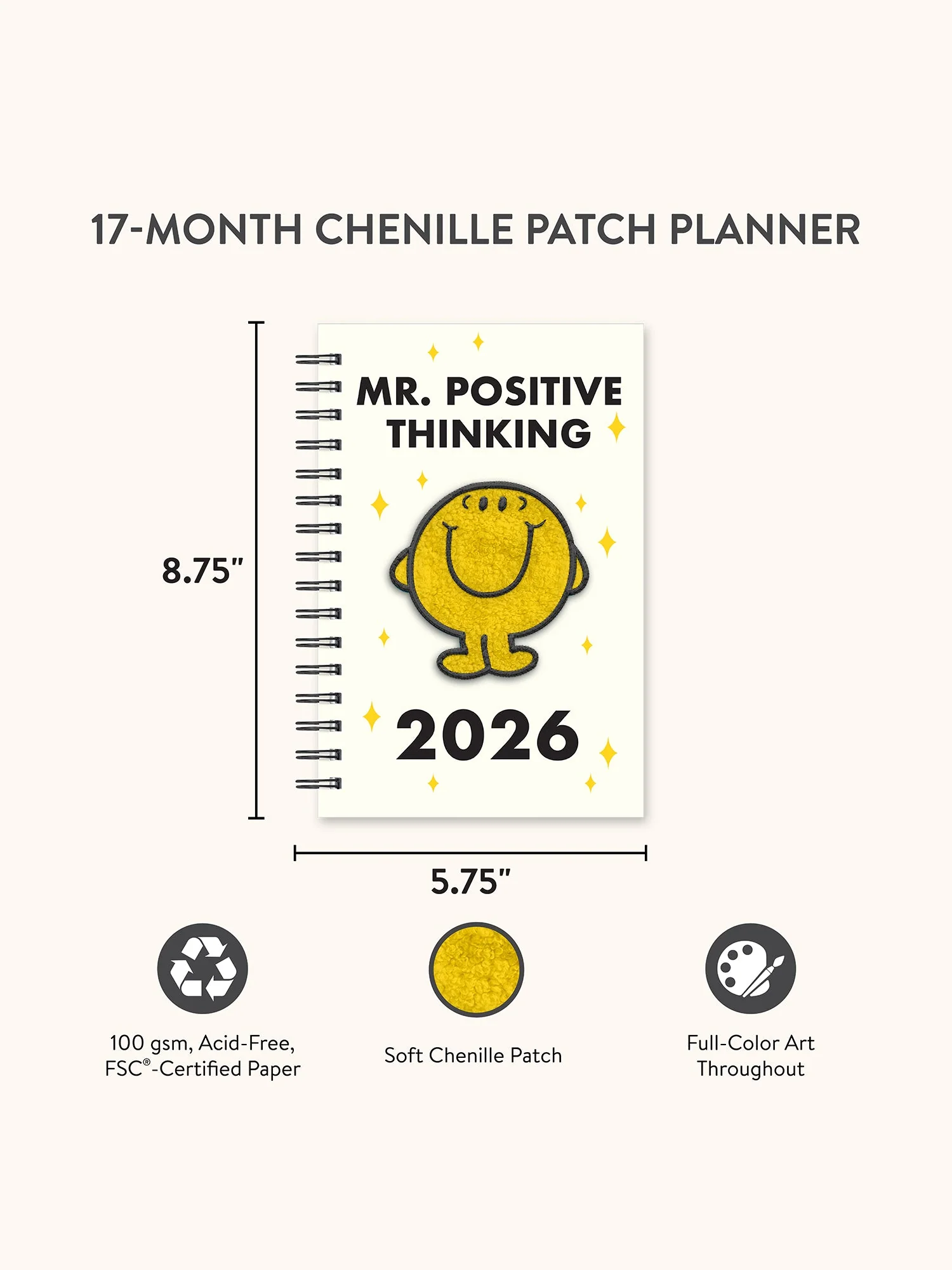 Mr. Positive x Studio Oh! 2026 Thinking Chenille Patch Planner - Image 2