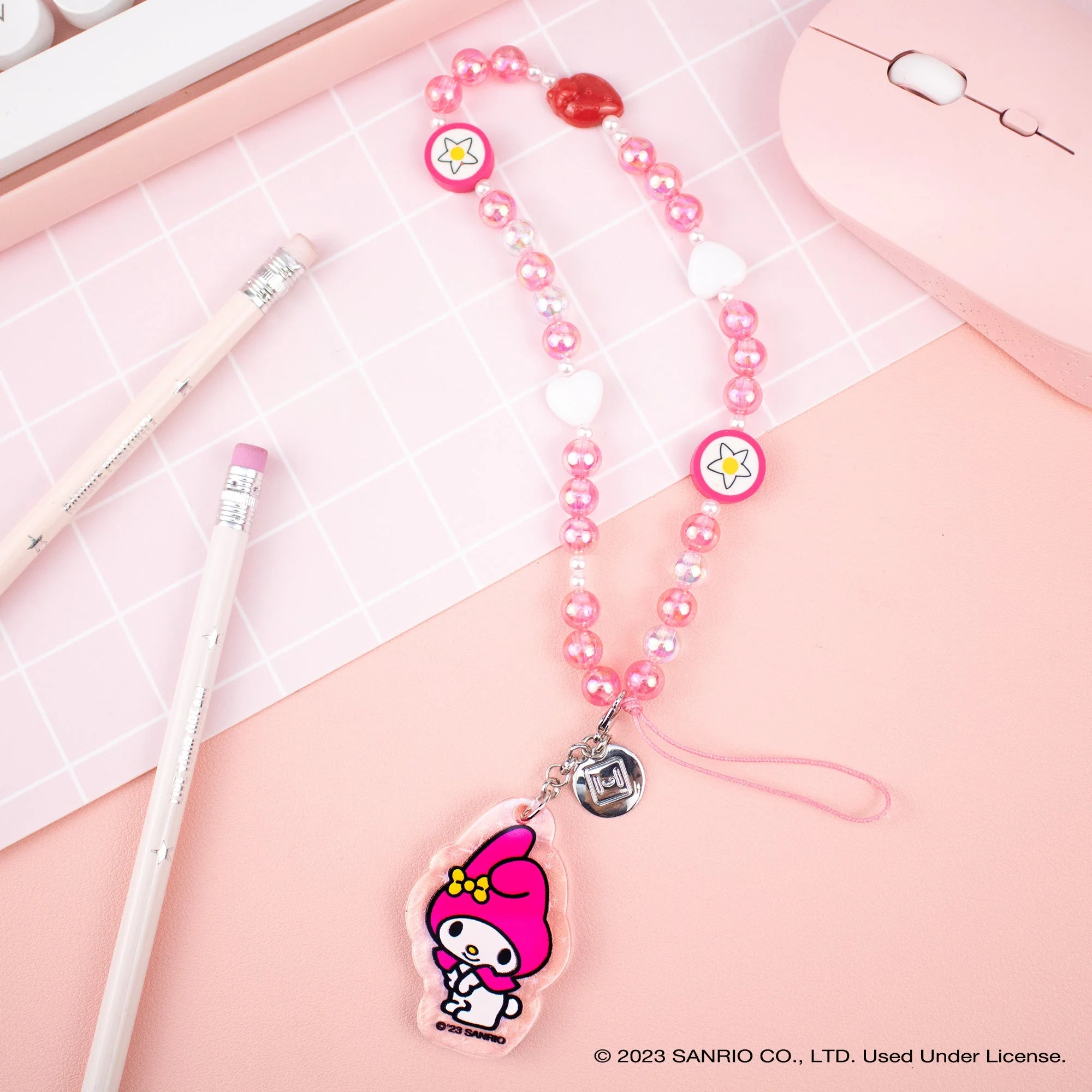 My Melody Beaded Charm Mobile Phone Wrist Strap - Image 3