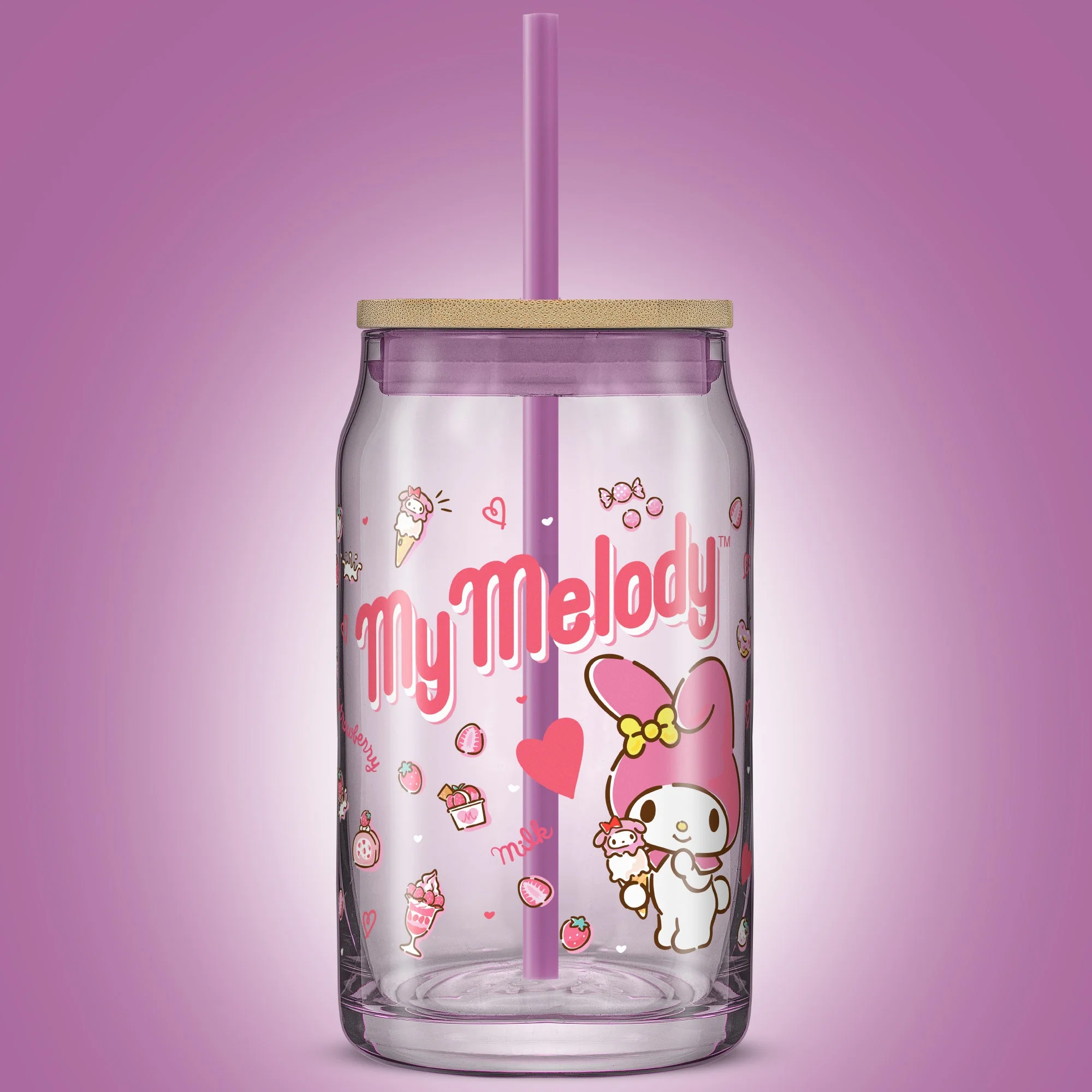 My Melody Favorite Flavor Lidded Glass Tumbler - Image 2
