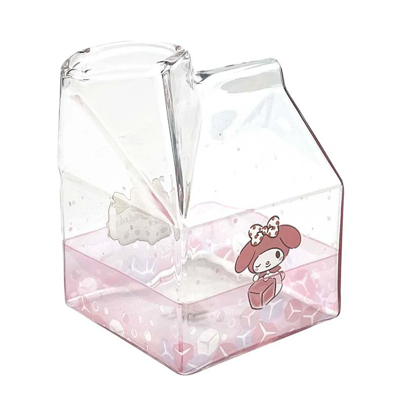 My Melody Kawaii Glass Milk Carton Cup - Image 2