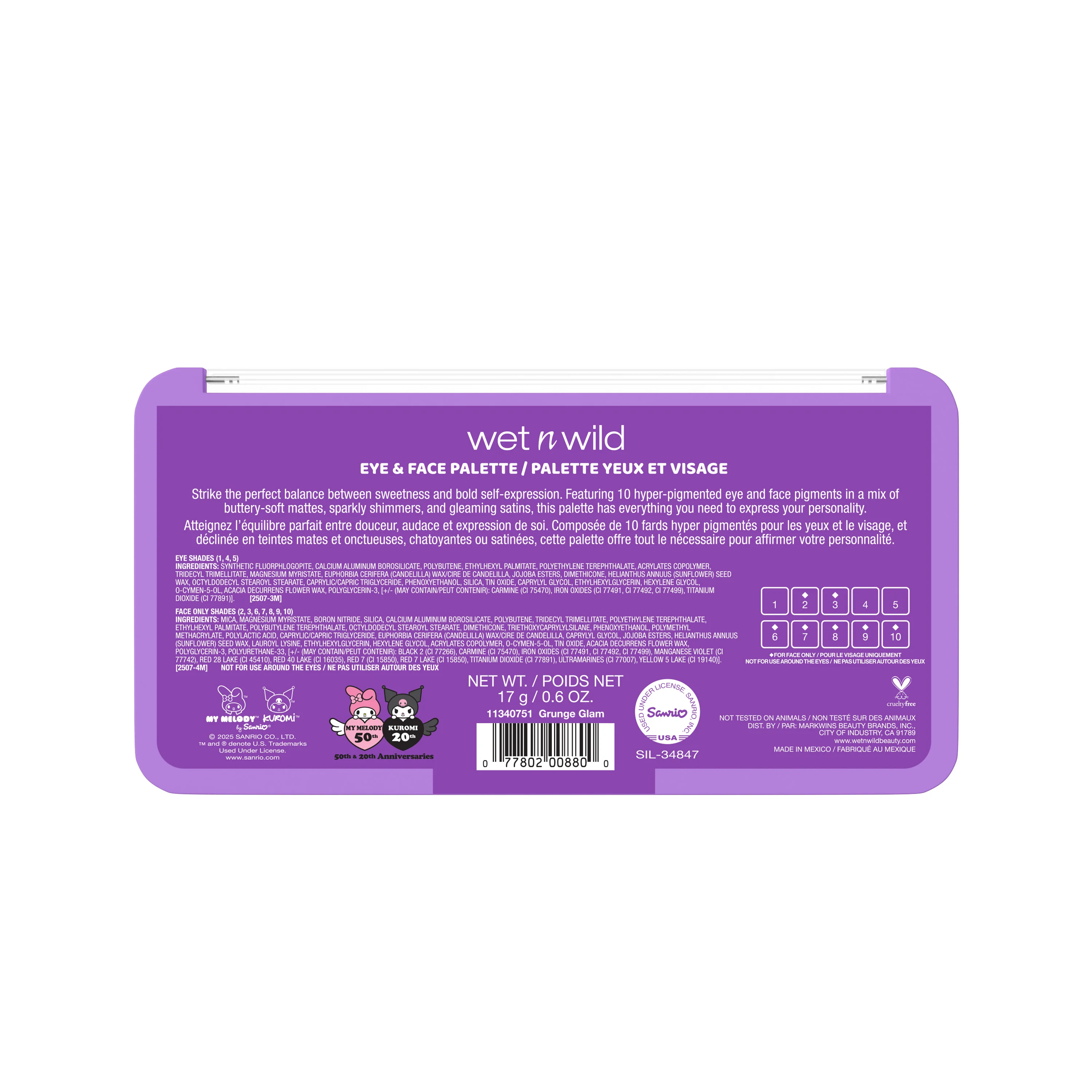 My Melody & Kuromi x Wet n Wild Eye & Face Palette (Kuromi) - Image 5
