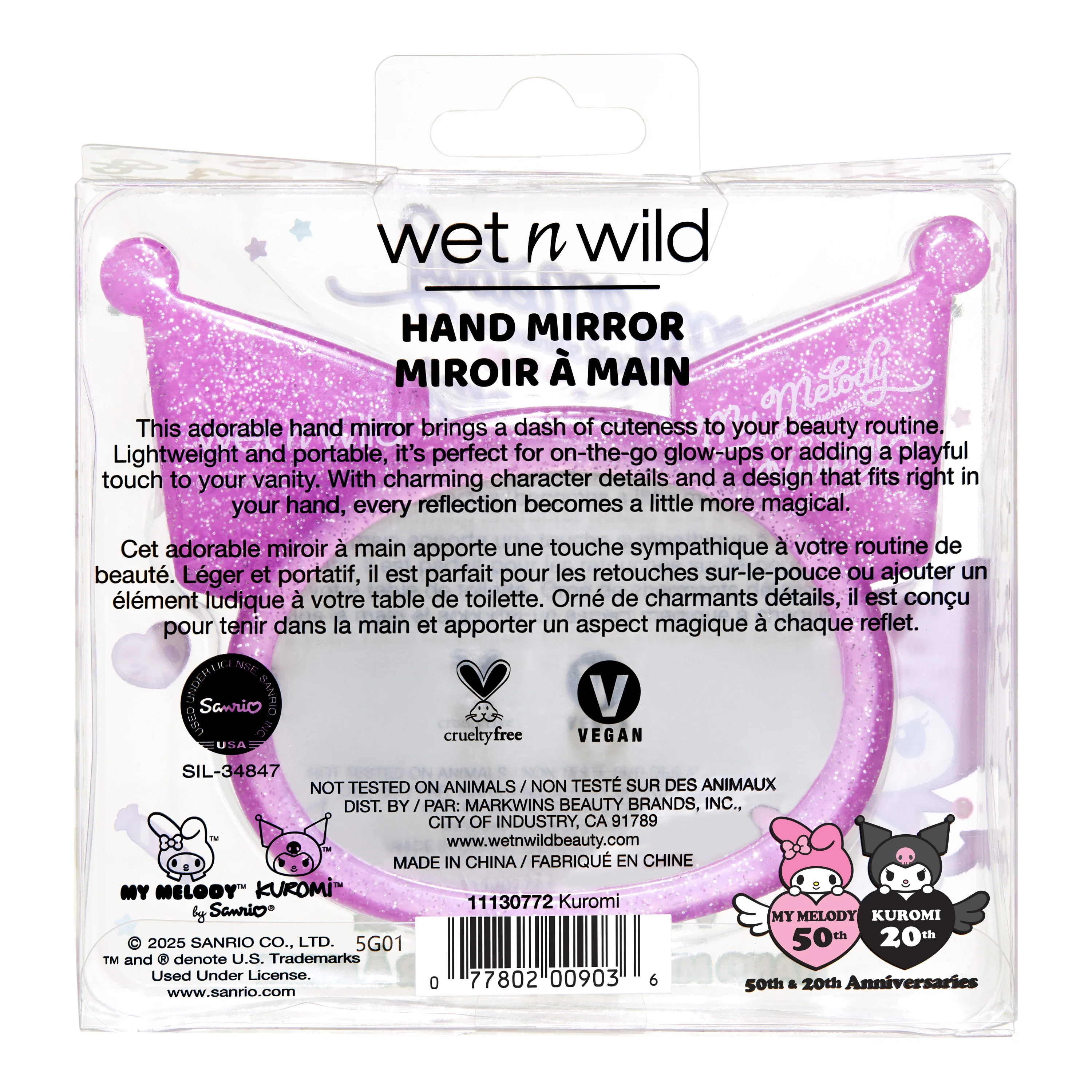My Melody & Kuromi x Wet n Wild Hand Mirror (Kuromi) - Image 6