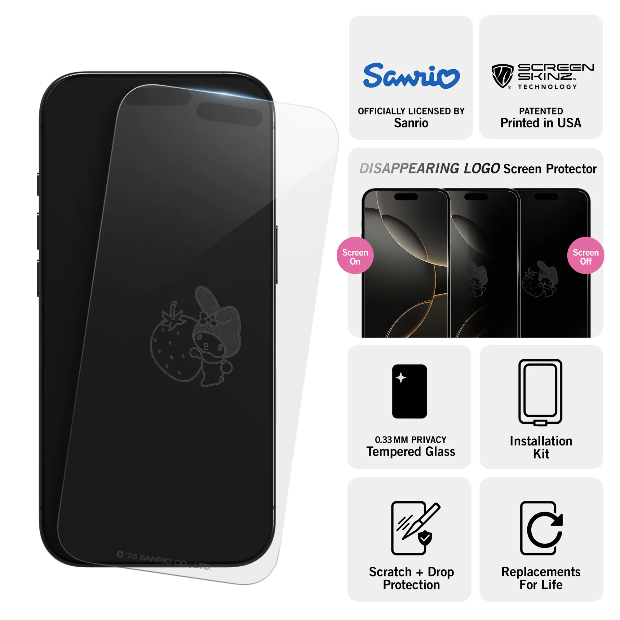 My Melody x Screen Skinz Berry iPhone Clear Screen Protector - Image 3