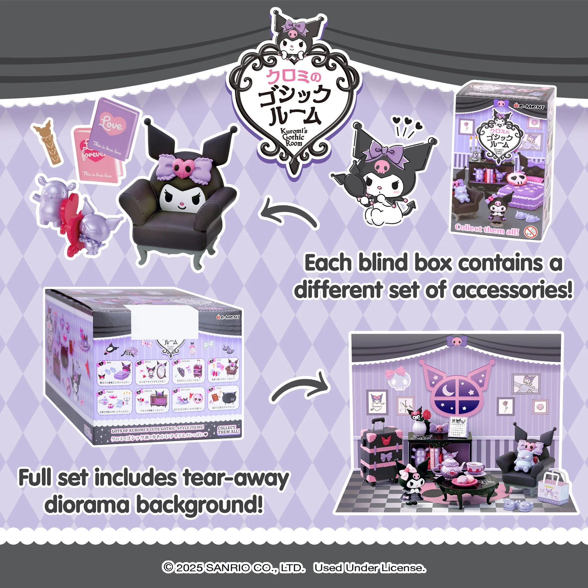 Re-Ment Kuromi's Gothic Room Blind Box Figure Set - Image 5