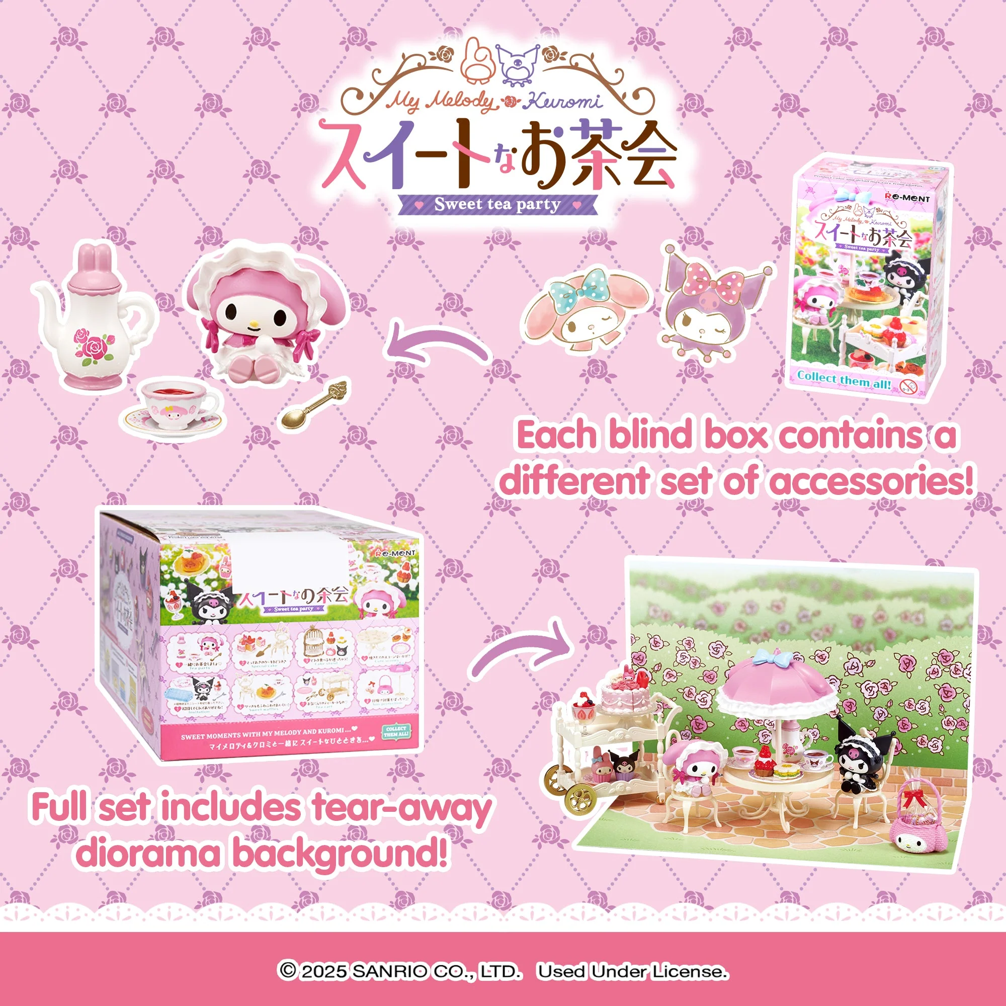 Re-Ment My Melody & Kuromi Sweet Tea Party Blind Box Figure Set - Image 5